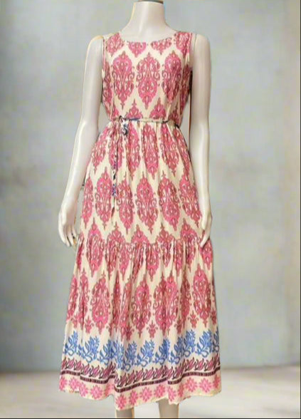 Summer Classic Print Sleeveless Maxi Dress